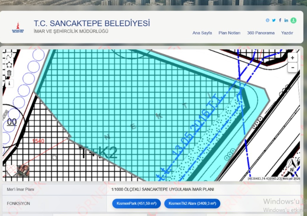 Sancaktepe Samandıra’da Yatırımlık 4.500 m² Arsa (3.400 m² Net Konut İmarlı)